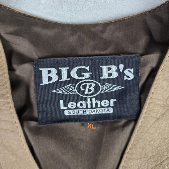 Big B’s Leather South Dakota Leather Motorcycle Vest with Side Laces Sz XL - Picture 4 of 6